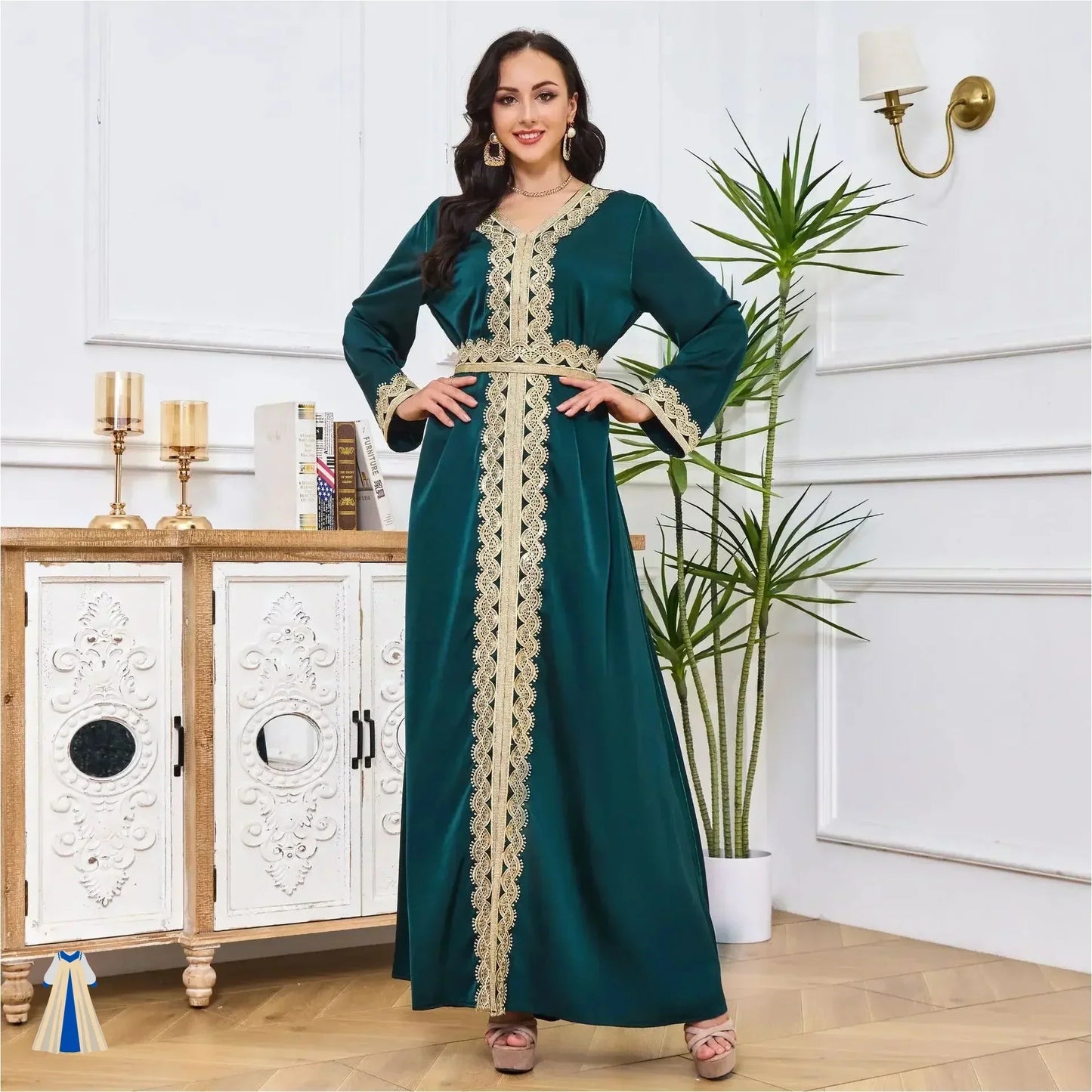 Robe Orientale Vert Émeraude